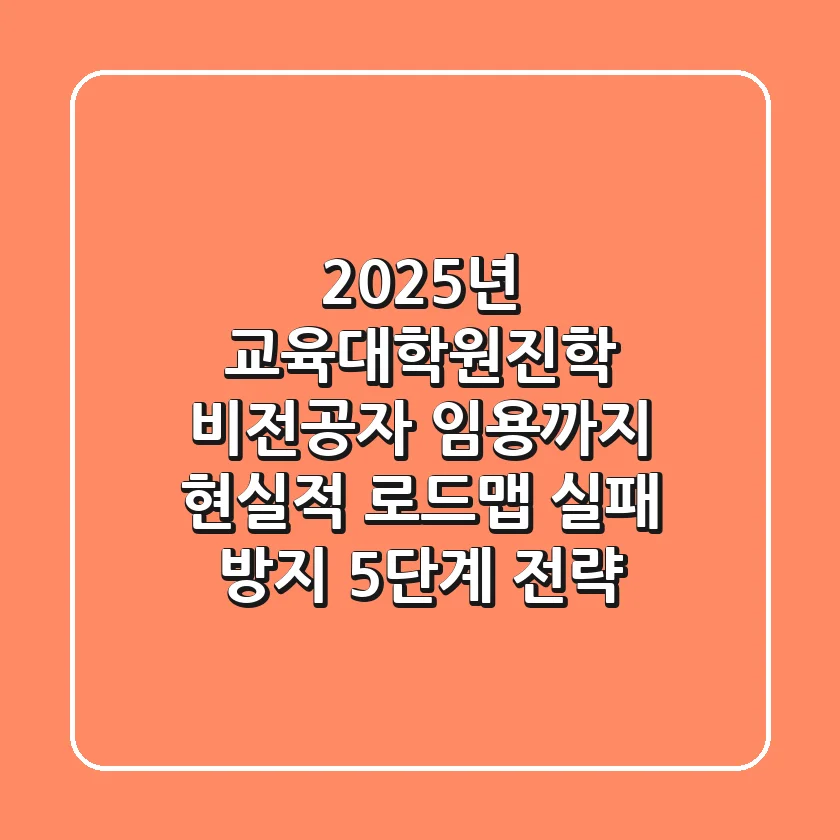 "2025년 교육대학원진학, 비전공자 임용까지 현실적 로드맵: 실패 방지 5단계 전략"