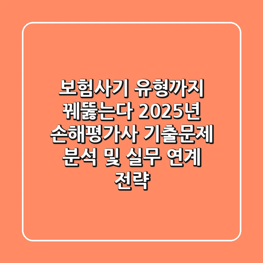 "보험사기 유형까지 꿰뚫는다", 2025년 손해평가사 기출문제 분석 및 실무 연계 전략