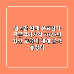 "월 4만 원대 유효한가?", 구몬국어가격 2025년 최신 교육비 체계 분석 총정리