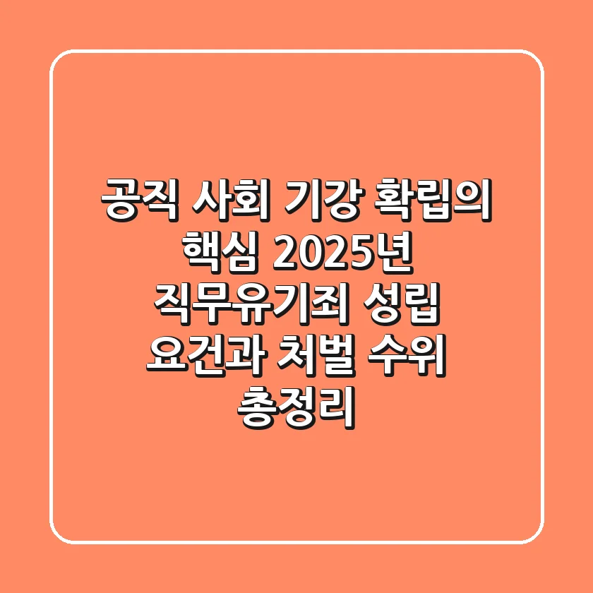"공직 사회 기강 확립의 핵심", 2025년 직무유기죄 성립 요건과 처벌 수위 총정리