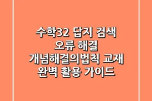 “수학32 답지” 검색 오류 해결, 개념해결의법칙 교재 완벽 활용 가이드