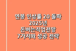 “연봉 인상률 20% 돌파?”, 2025년 돈버는직업전망 7가지와 성공 전략