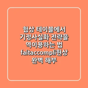 "협상 테이블에서 기정사실화 전략을 역이용하는 법", faitaccompli현상 완벽 해부