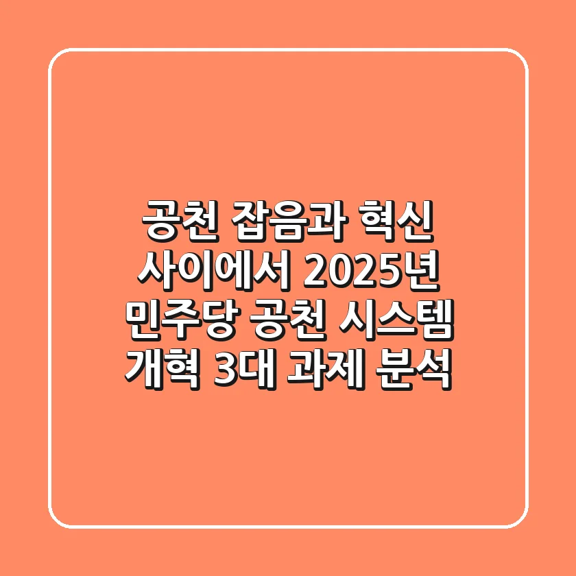 "공천 잡음과 혁신 사이에서", 2025년 민주당 공천 시스템 개혁 3대 과제 분석