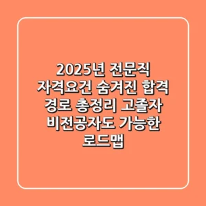 "2025년 전문직 **자격요건**", 숨겨진 합격 경로 총정리: 고졸자, 비전공자도 가능한 로드맵