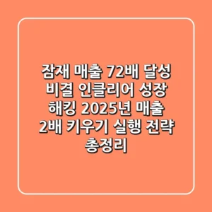 “잠재 매출 72배 달성 비결”, 인클리어 성장 해킹: 2025년 매출 2배 키우기 실행 전략 총정리