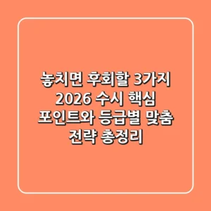"놓치면 후회할 3가지", 2026 수시 핵심 포인트와 등급별 맞춤 전략 총정리