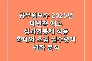 “공무원보수 2025년 대변혁 예고”, 성과연봉제 적용 확대와 초임 실수령액 변화 분석