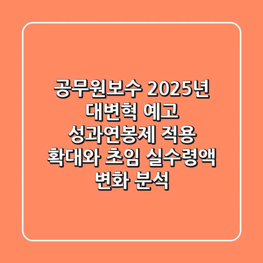 "공무원보수 2025년 대변혁 예고", 성과연봉제 적용 확대와 초임 실수령액 변화 분석