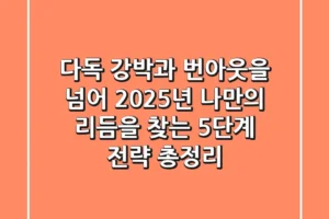 “다독 강박과 번아웃을 넘어”, 2025년 나만의 리듬을 찾는 5단계 전략 총정리